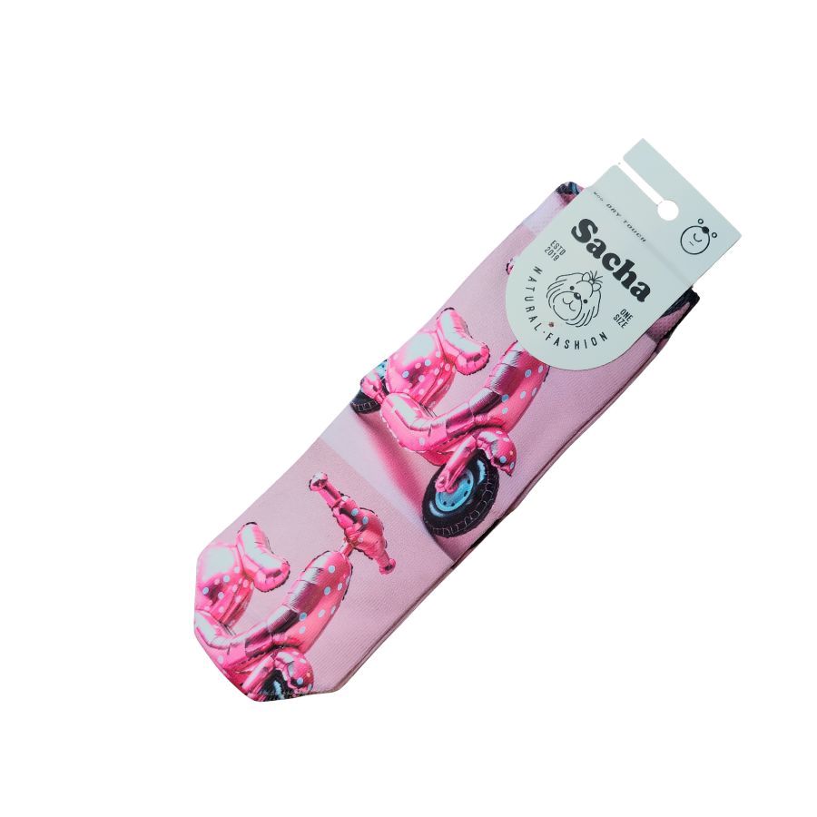 Calcetines Sacha de mujer con scooters rosas y detalles azules