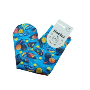 Calcetines Hombre Pádel Sacha con estampado azul de palas y pelotas
