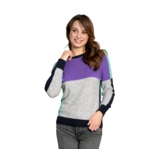 Jersey Ian Lambert morado combinado con pantalón vaquero