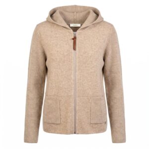 Chaqueta MCM beige de punto con capucha y cierre de cremallera