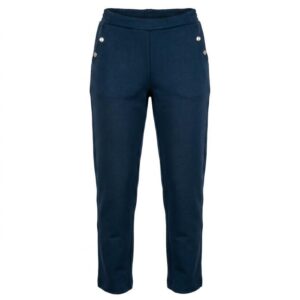 Pantalón MCM color azul pato con cintura de goma y bolsillos delanteros